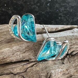 Blue Heart Crystal Earrings